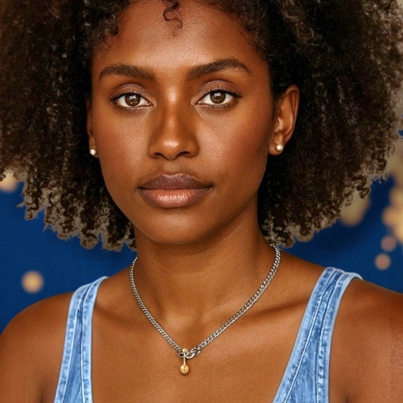 🆕️Two Tone 18K Gold Plated Stainless Steel Chain Necklace with Gold Ball Bar ✨ - Picture 6 of 11